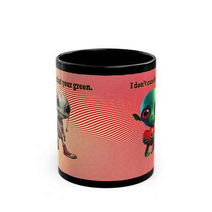 I don't care that your grey - Black Mug (yellow-orange wave)