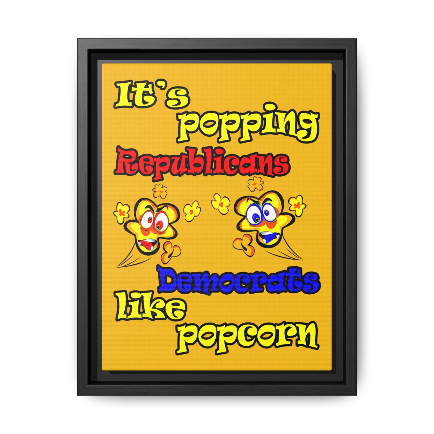 popping like popcorn - framed canvas art (yellow)