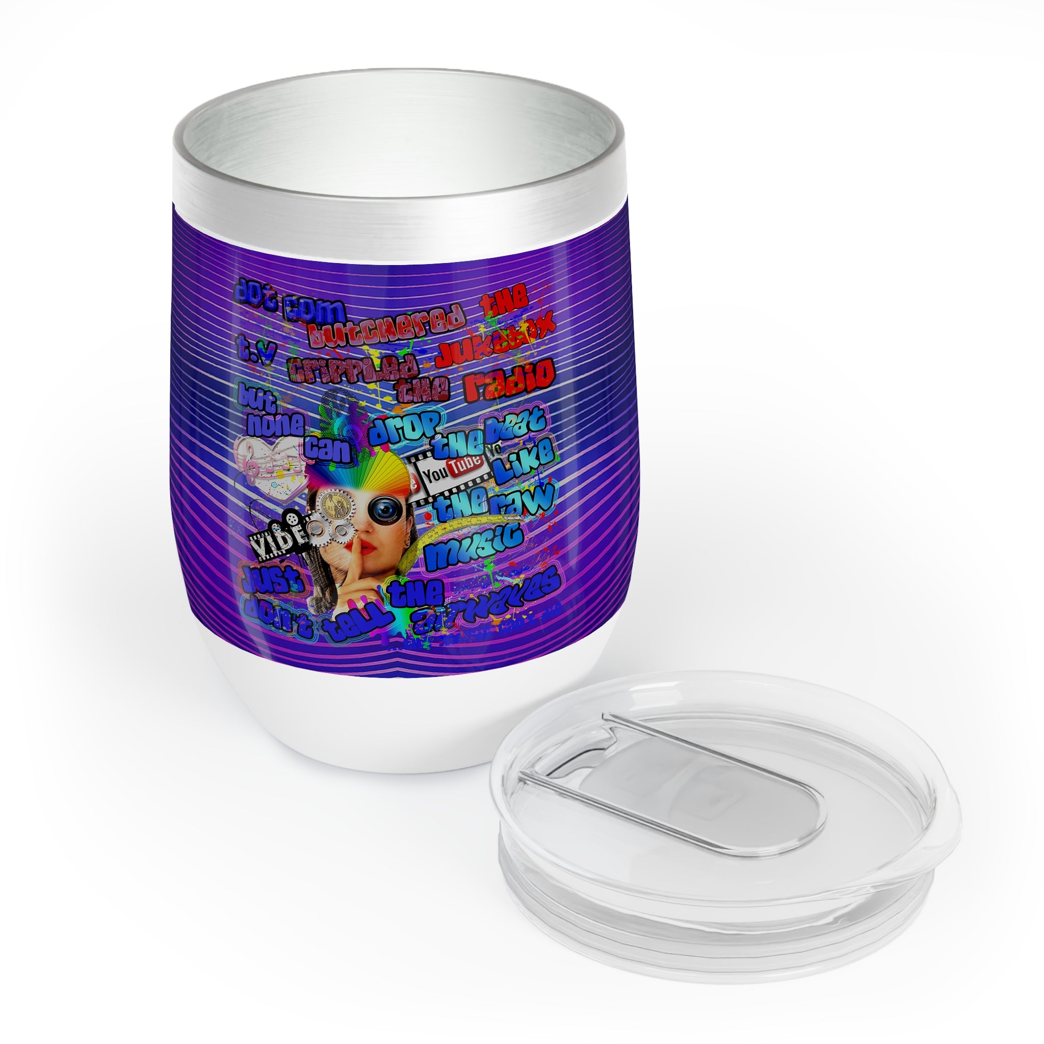 drop the beat - Chill Wine Tumbler  (purple wave)