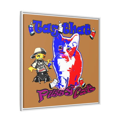 tag that - framed canvas art (light brown)