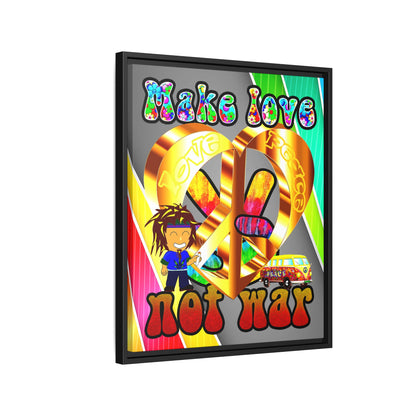love peace - framed canvas art (rainbow split)