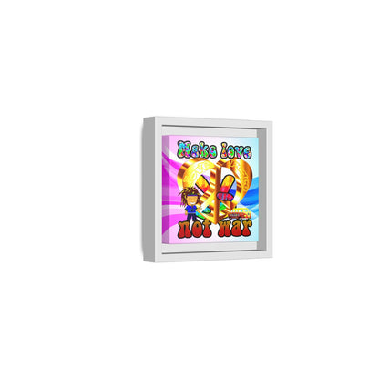 love peace - framed canvas art (light blue-pink wave)
