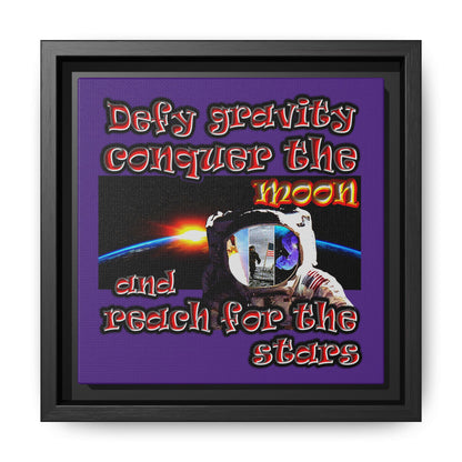 defy conquer reach - framed canvas art (purple)