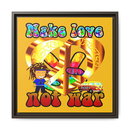 love peace - framed canvas art (yellow)