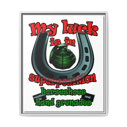 my luck - framed canvas art (white)