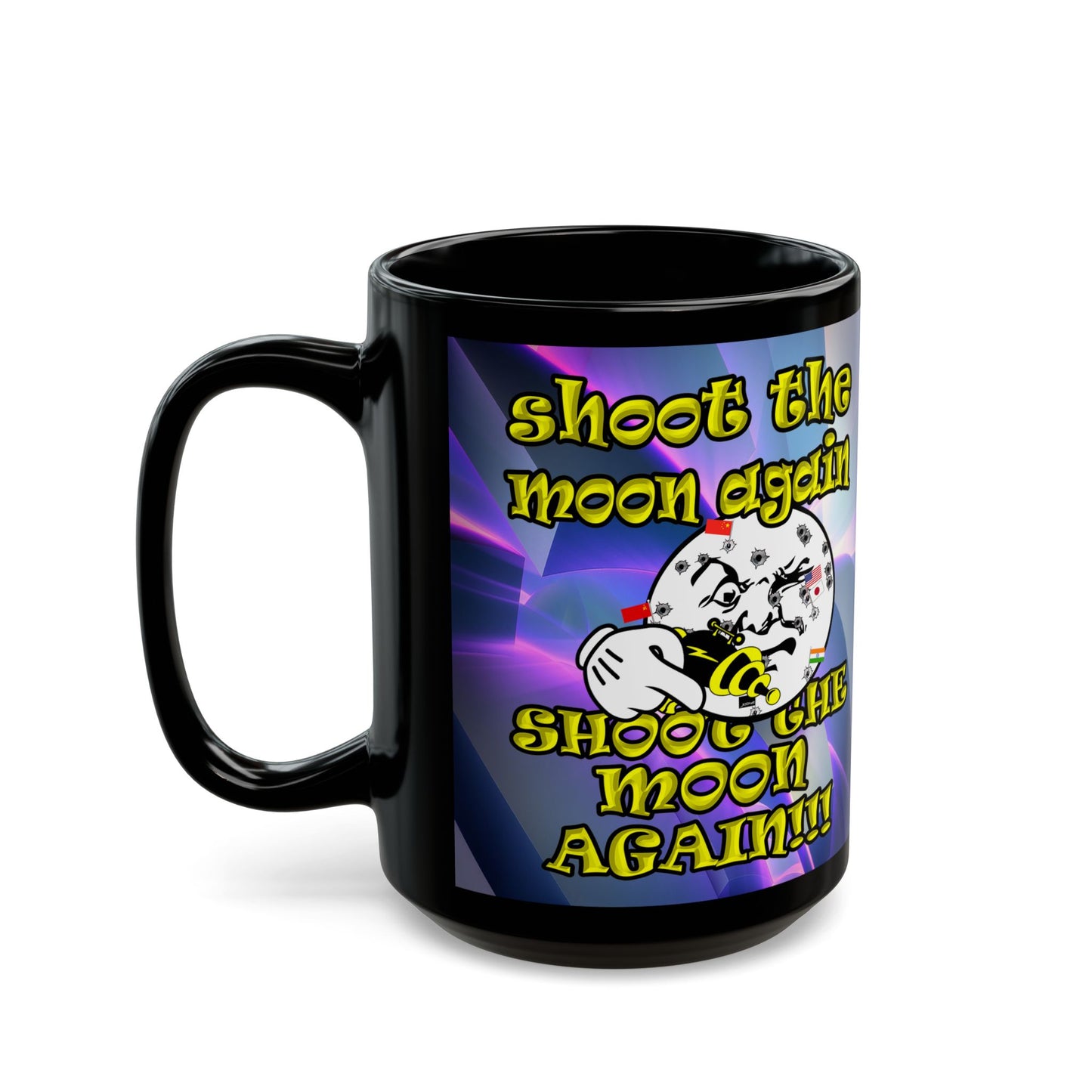 shoot the moon again - Black Mug (grey-pink wave)