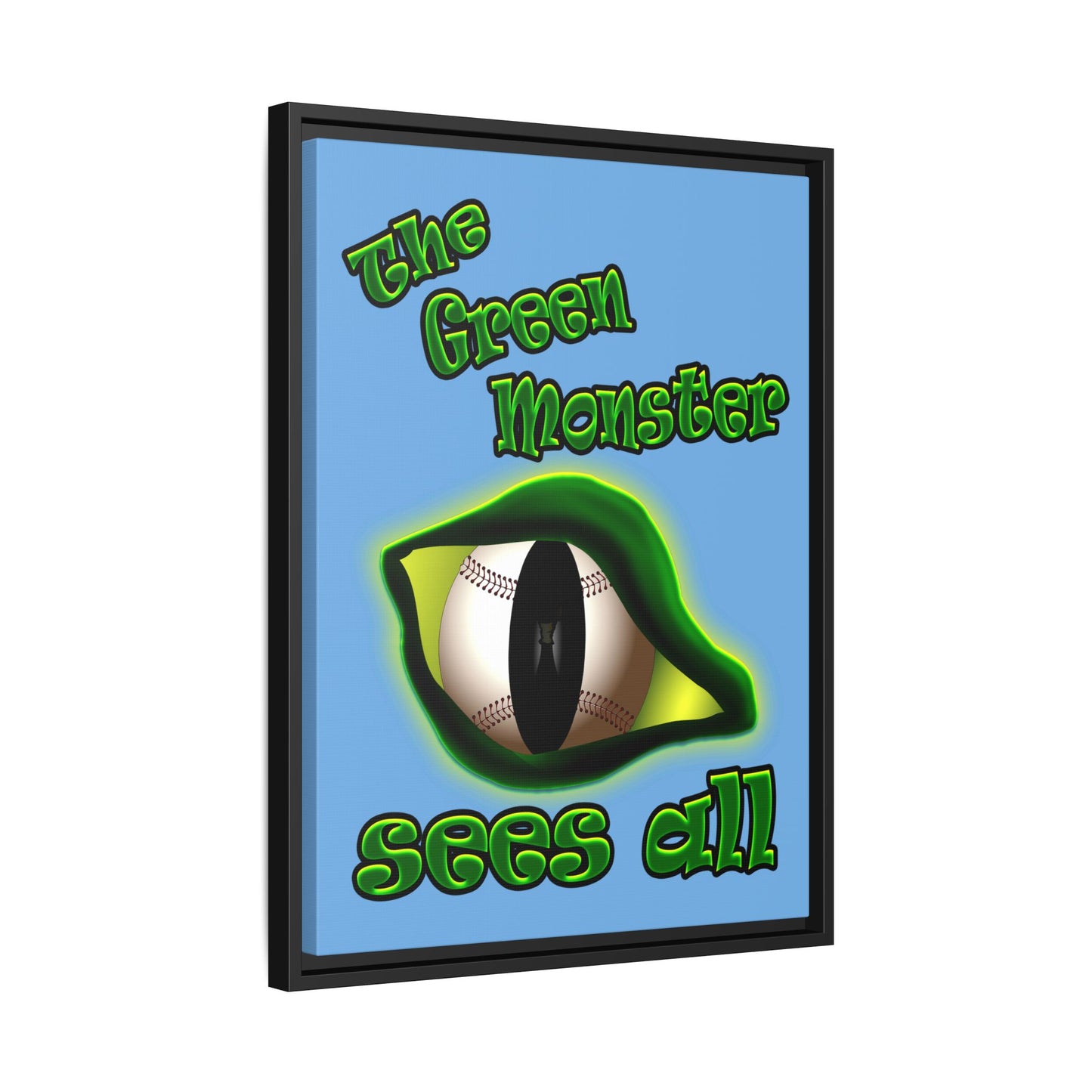 green monster - framed canvas art (light blue)