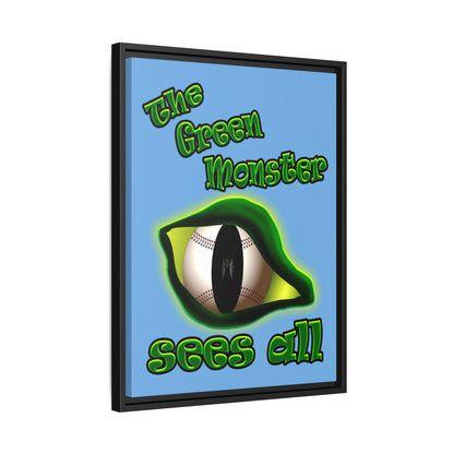 green monster - framed canvas art (light blue)