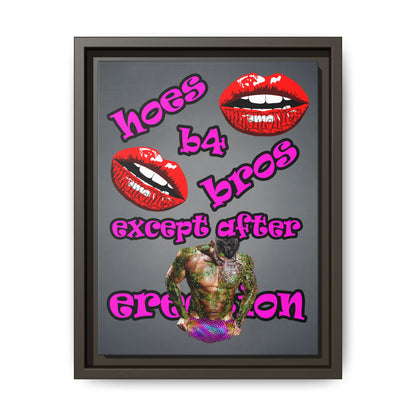 hoes b4 bros - framed canvas art (grey-light grey)