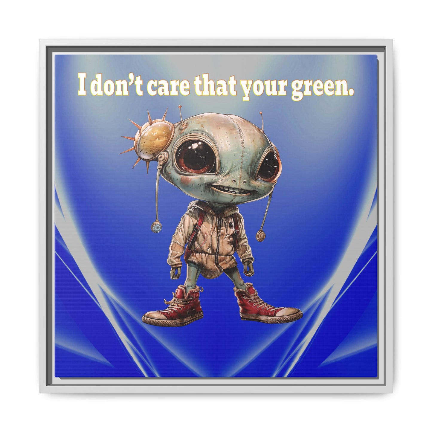 I don't care that your green - framed canvas art (blue-white wave)