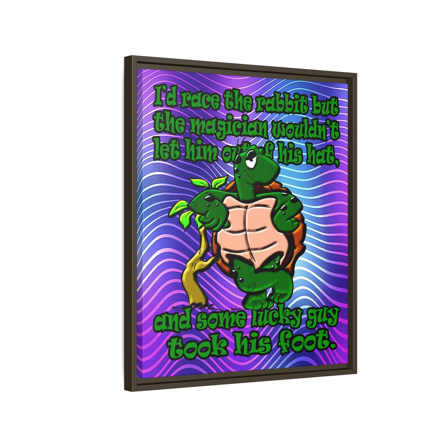 turtle race - framed canvas art (purple wave)