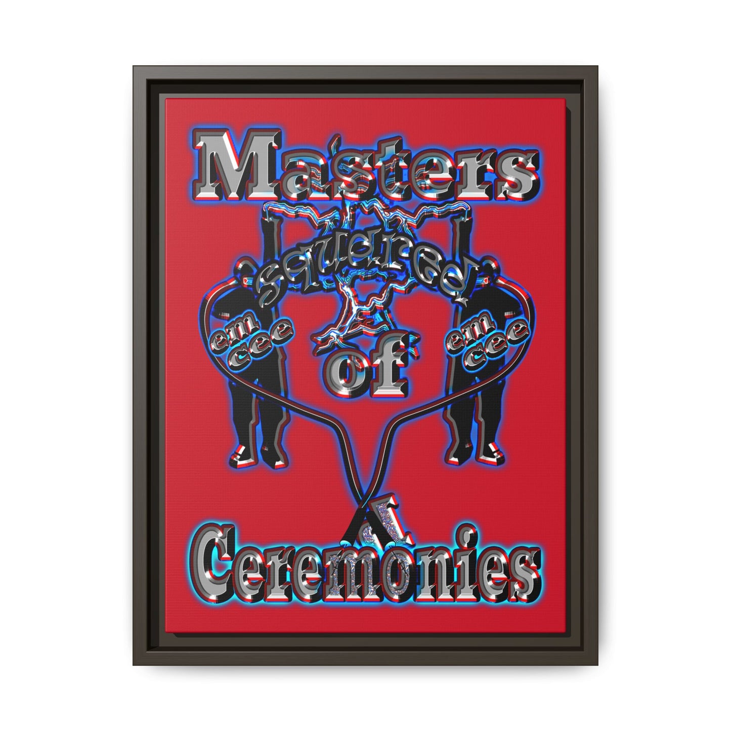 em cee squared - framed canvas art (dark red)