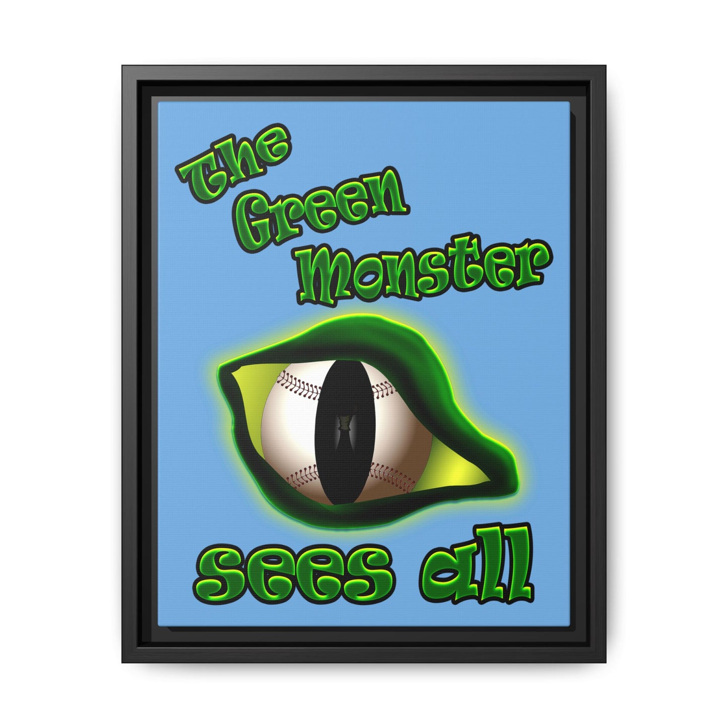 green monster - framed canvas art (light blue)