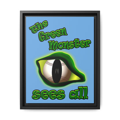 green monster - framed canvas art (light blue)