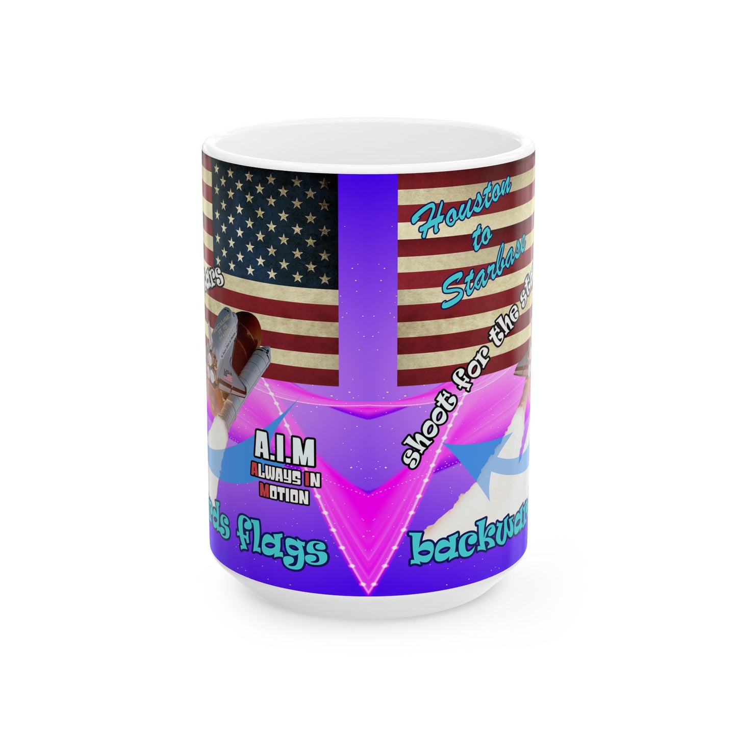 shoot for the stars - White Mug (purple-pink wave)