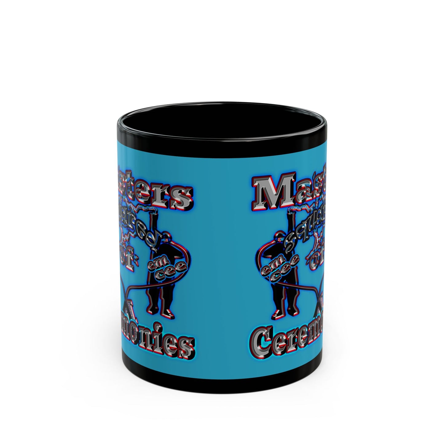 em cee squared - Black Mug (turquoise)