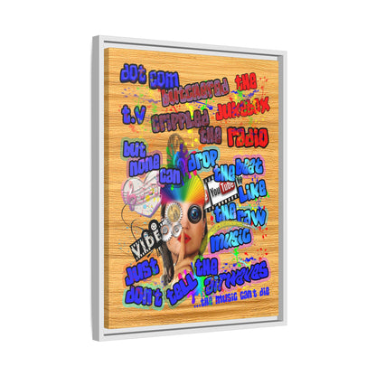 drop the beat - framed canvas art (butterscotch wood finish)