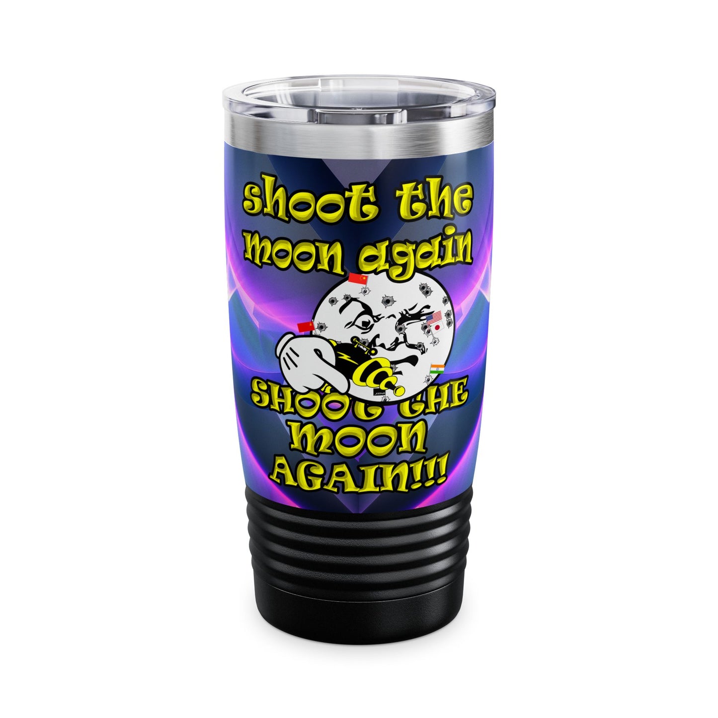 shoot the moon again - Ringneck Tumbler, 20oz (grey-pink wave)