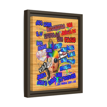 drop the beat - framed canvas art (butterscotch wood finish)