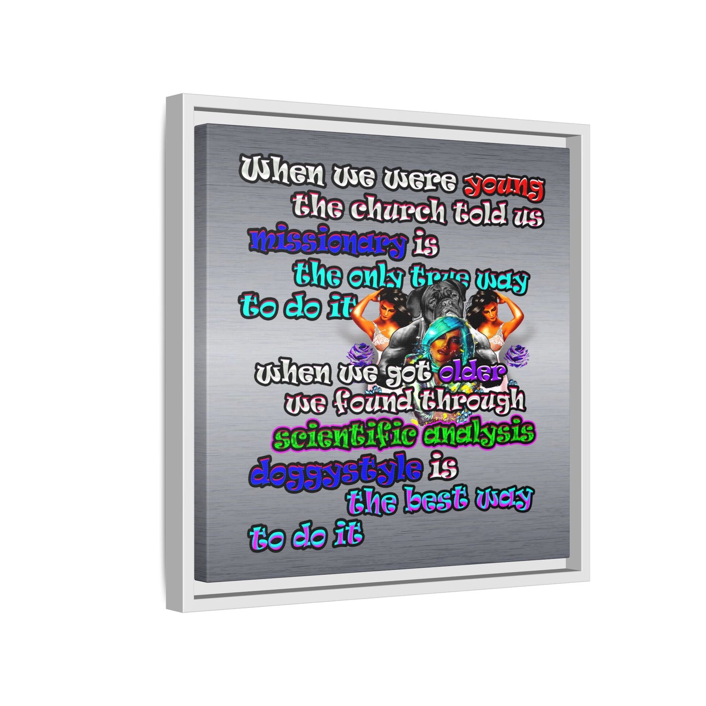 doggystyle - framed canvas art (brushed nickel)