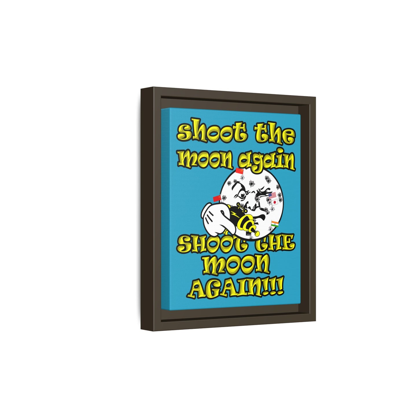 shoot the moon again - framed canvas art (turquoise)