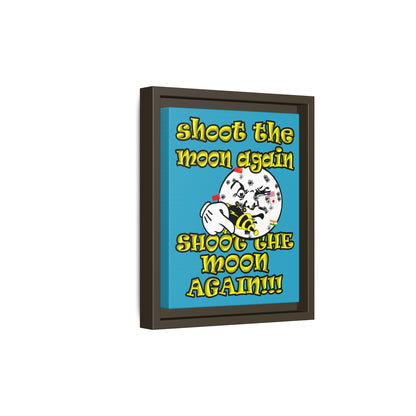 shoot the moon again - framed canvas art (turquoise)