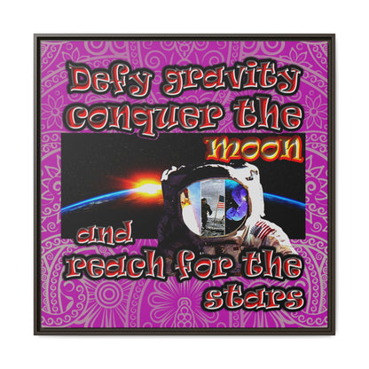 defy conquer reach - framed canvas art (pink swirl)