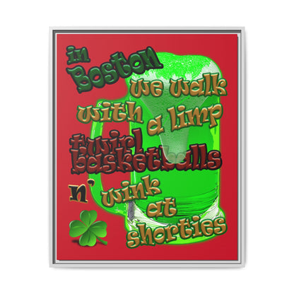 celtics logo - framed canvas art (dark red)
