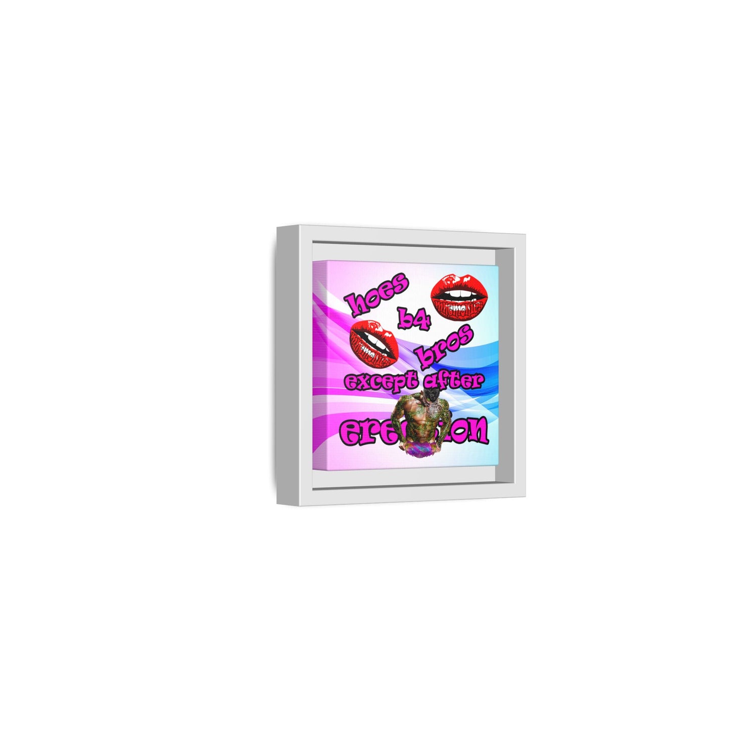 hoes b4 bros - framed canvas art (light blue-pink wave)