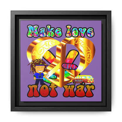 love peace - framed canvas art (light purple)