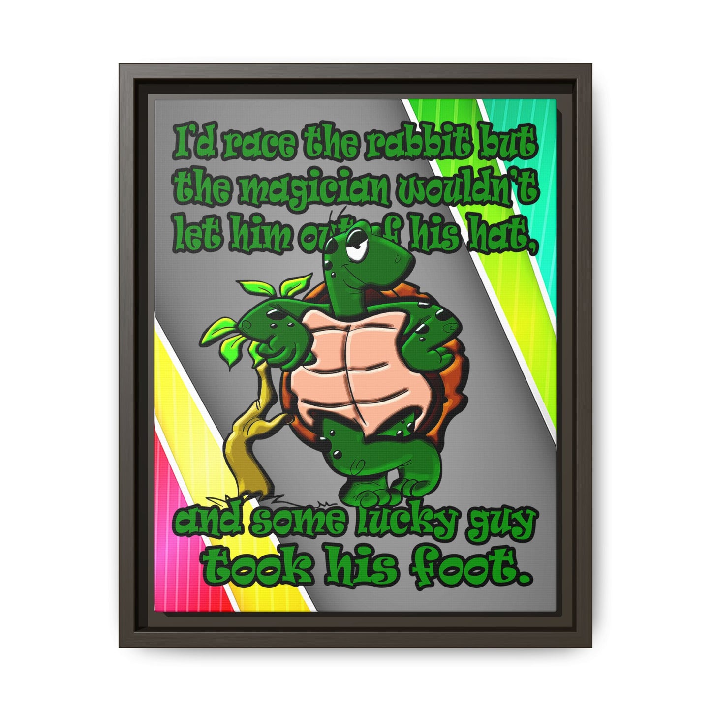 turtle race - framed canvas art (rainbow split)