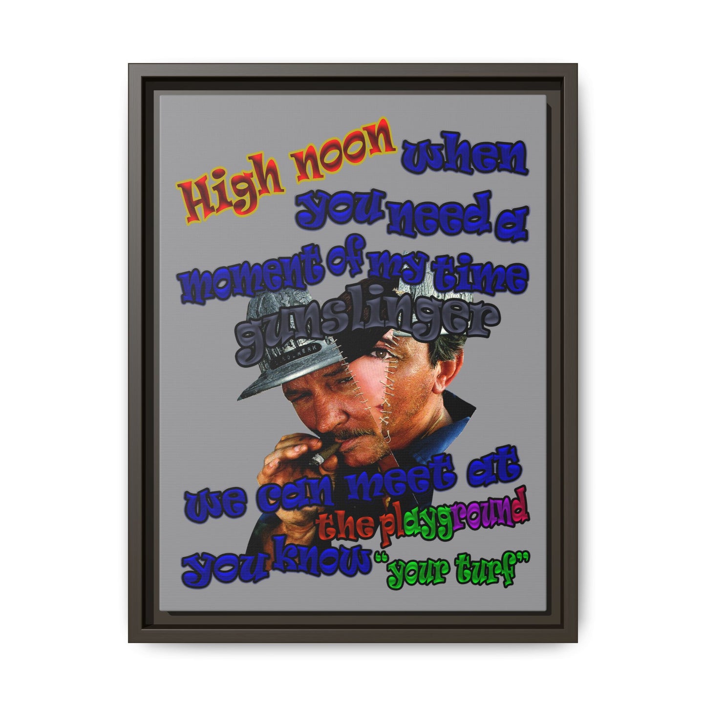 high noon - framed canvas art (grey)