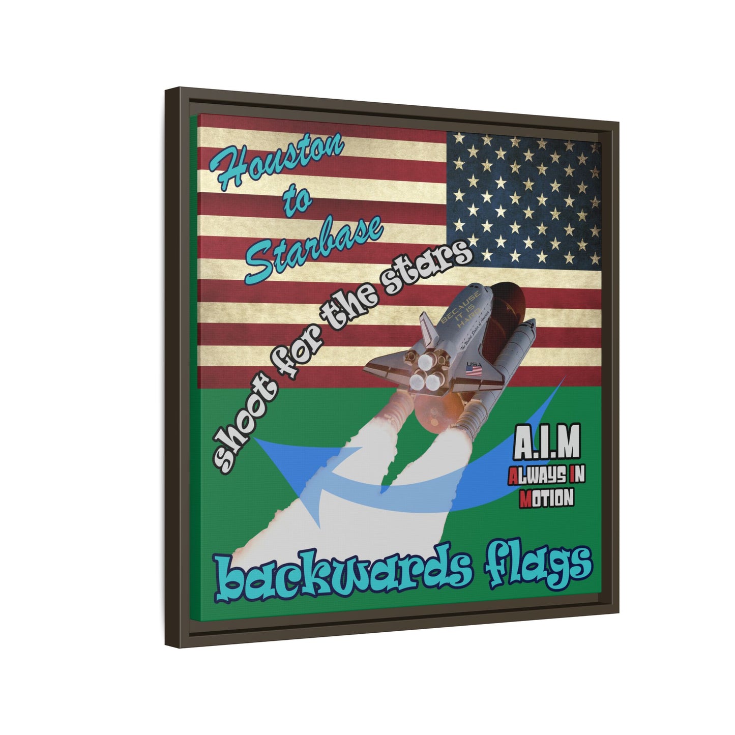 shoot for the stars - framed canvas art (dark green)