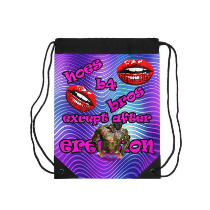 hoes b4 bros - Drawstring Bag (purple wave)