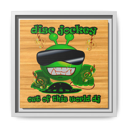 disc jockey - framed canvas art (butterscotch wood finish)
