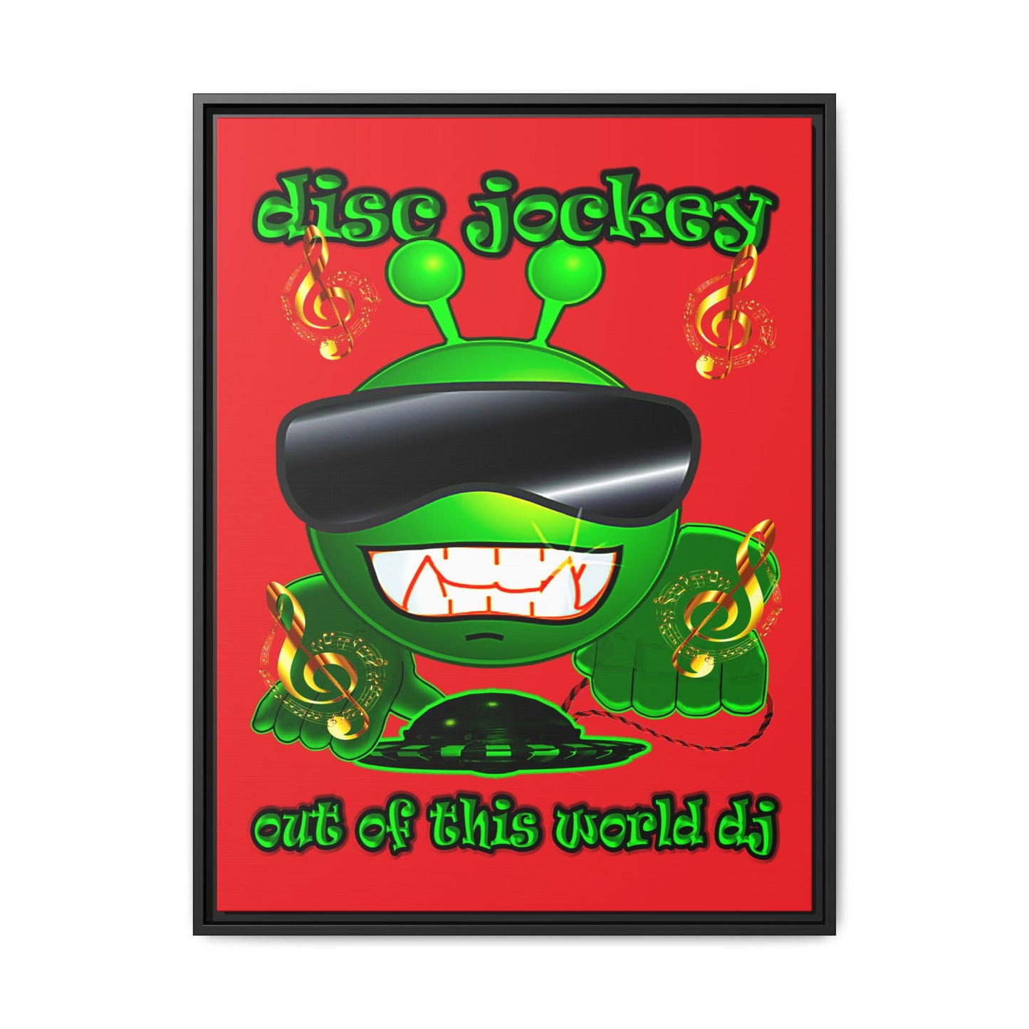 disc jockey - framed canvas art (red)