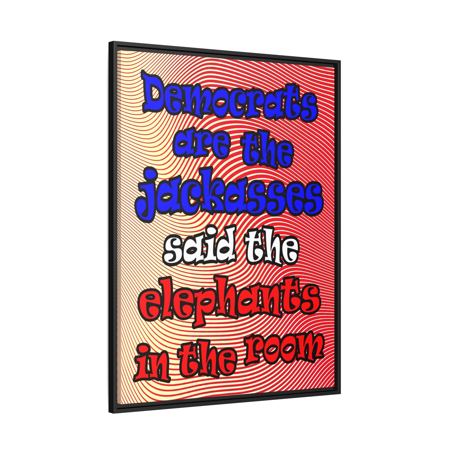 donkeys and elephants - framed canvas art (yellow-orange wave)