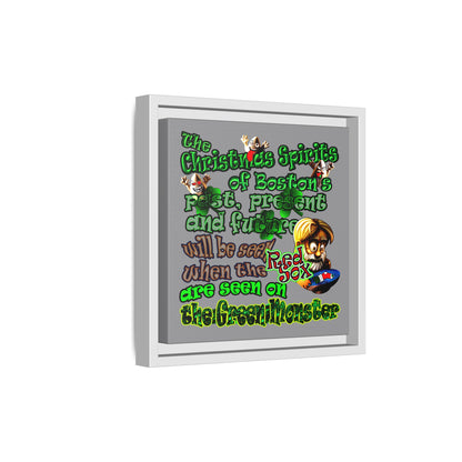 christmas spirits of boston - framed canvas art (grey)