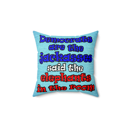 donkeys and elephants - Faux Suede Square Pillow - (faded blue)