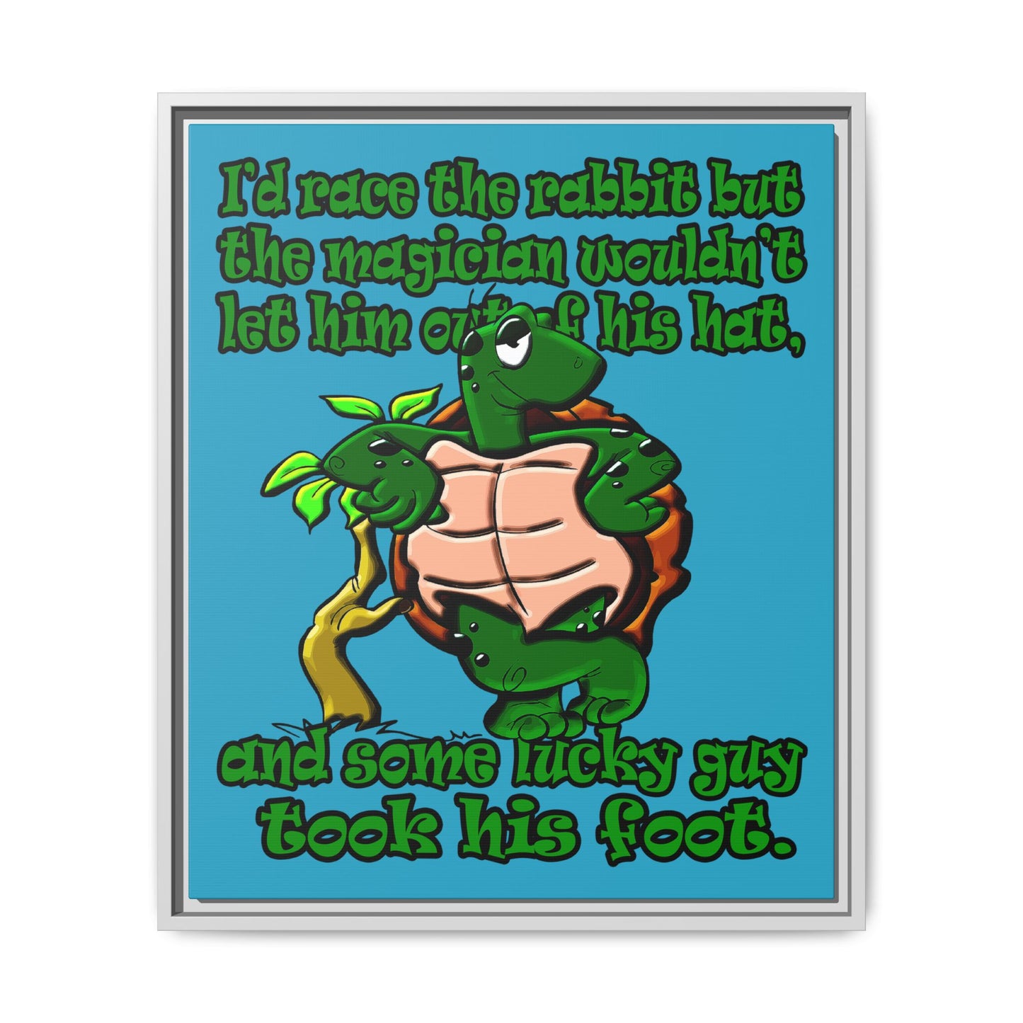 turtle race - framed canvas art (turquoise)