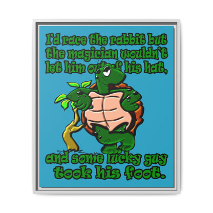 turtle race - framed canvas art (turquoise)