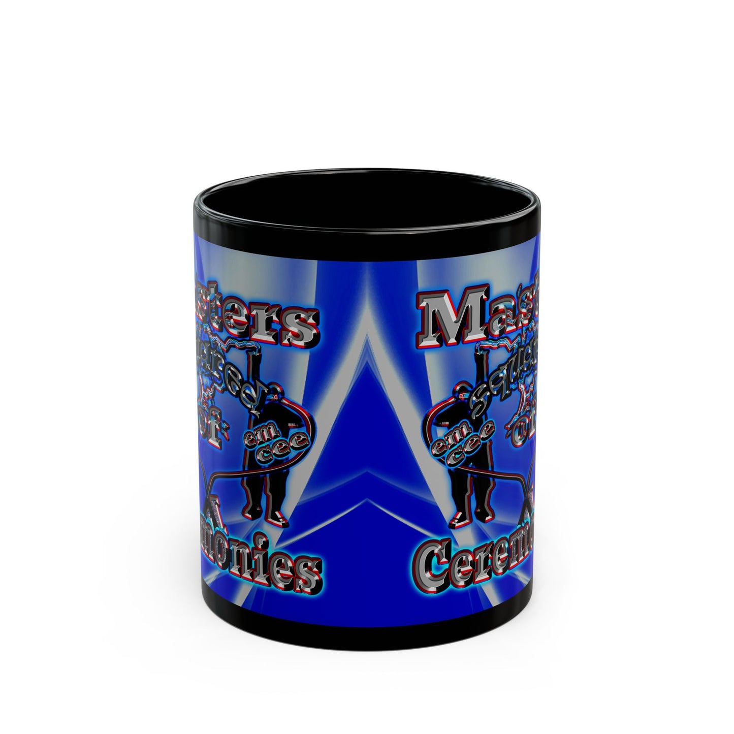 em cee squared - Black Mug (blue-white wave)