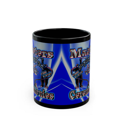 em cee squared - Black Mug (blue-white wave)