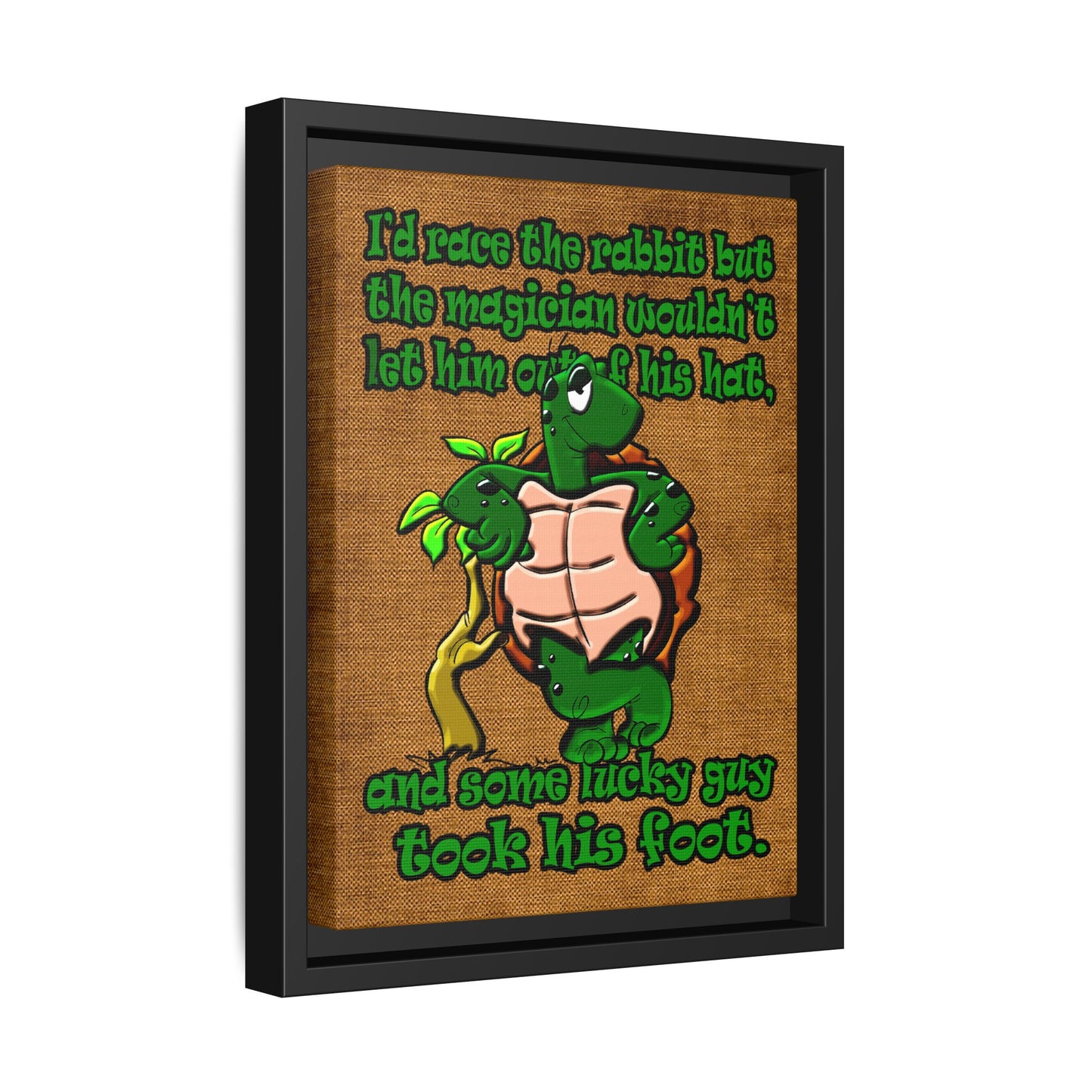 turtle race - framed canvas art (brown papyrus)