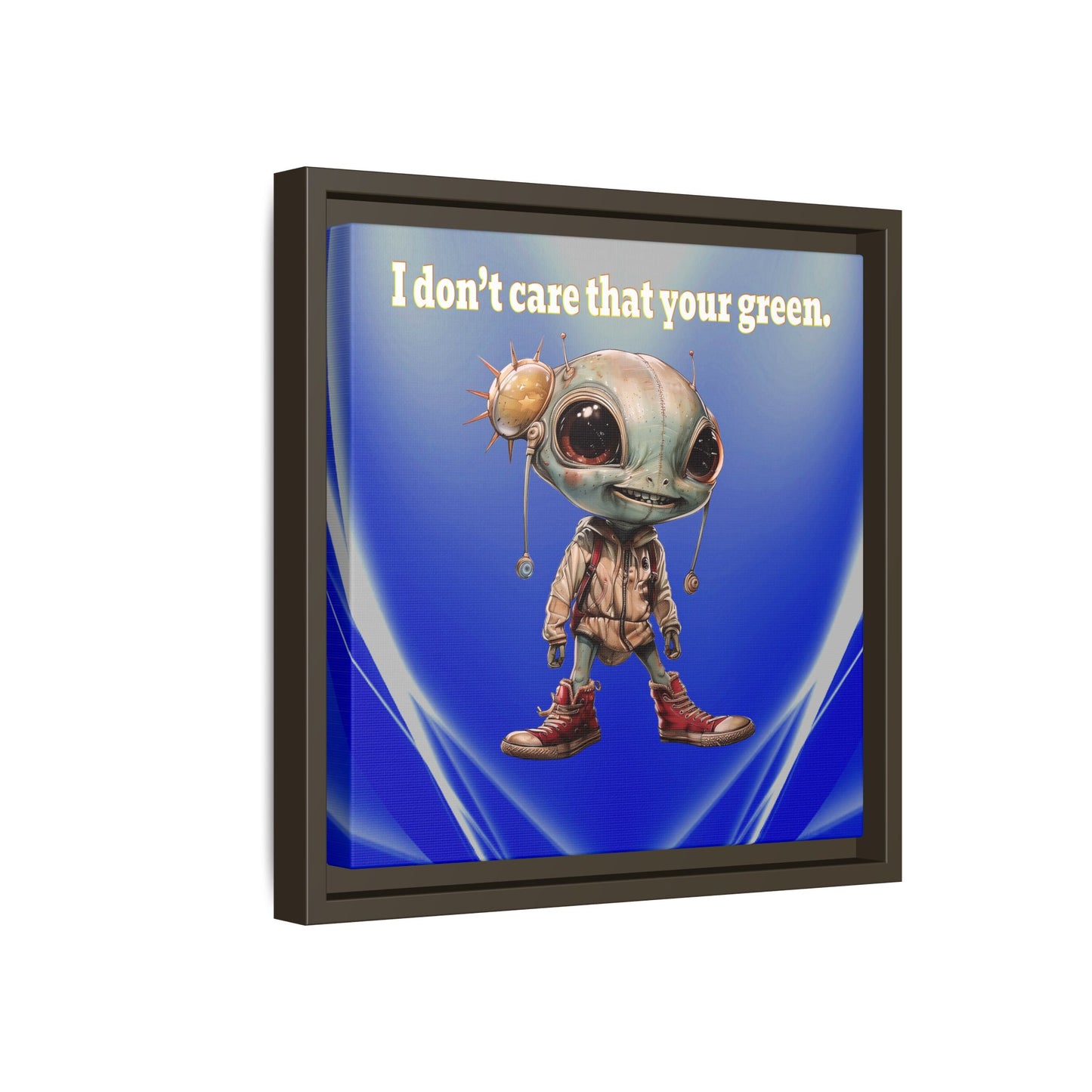 I don't care that your green - framed canvas art (blue-white wave)