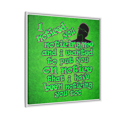 noticed you noticing - framed canvas art (green turf)