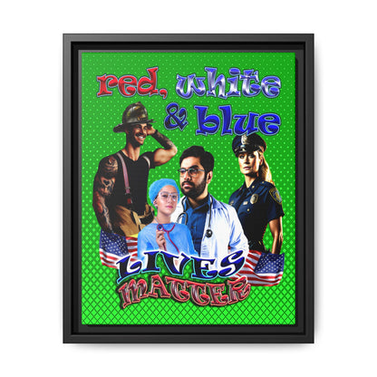 rw&b lives matter - framed canvas art (logo green)