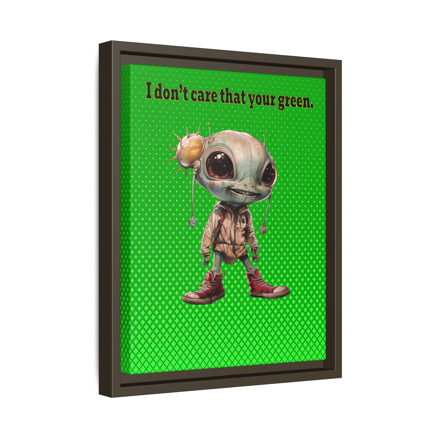 I don't care that your green - framed canvas art (logo green)