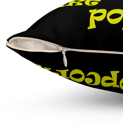 popping like popcorn - Spun Polyester Square Pillow - (black)