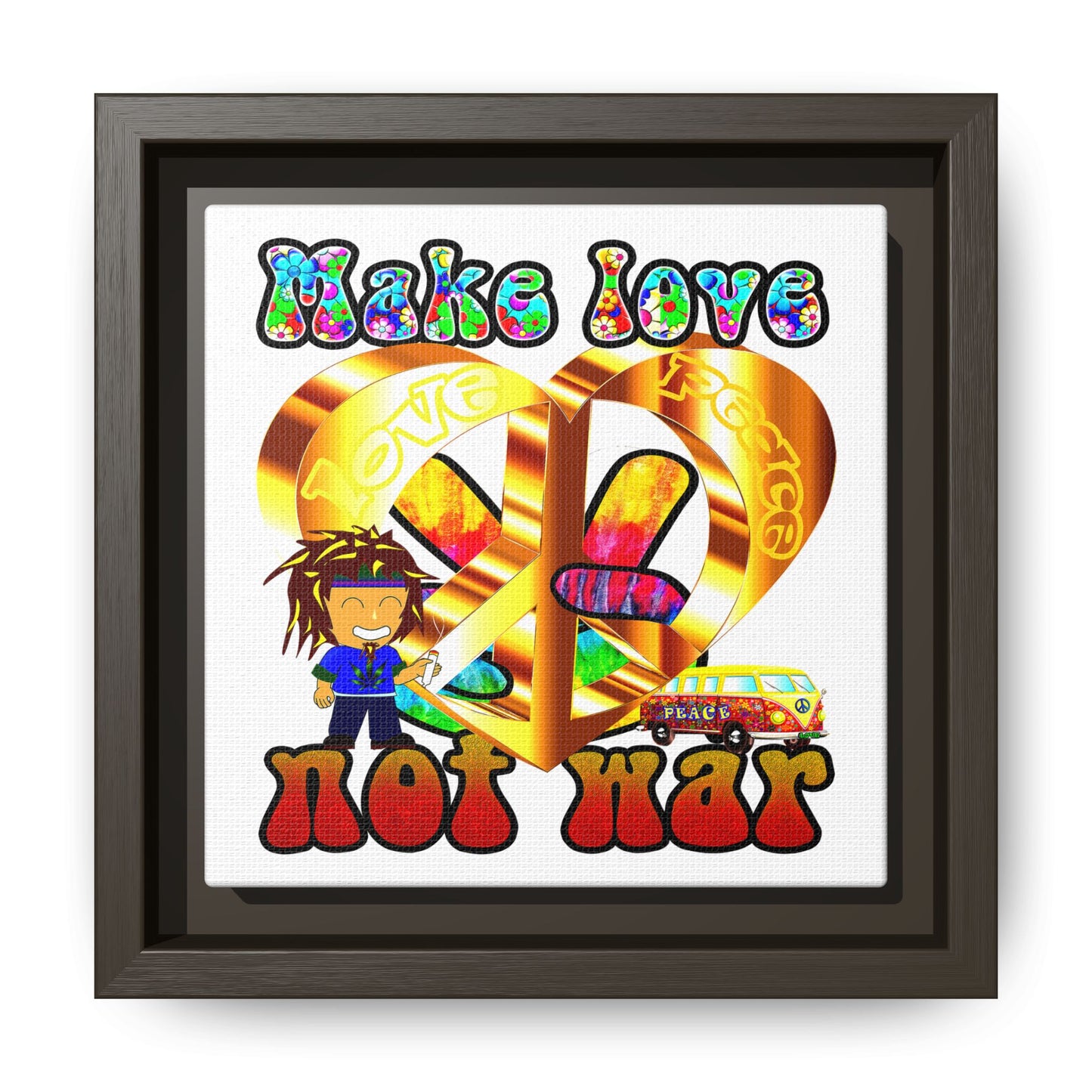 love peace - framed canvas art (white)